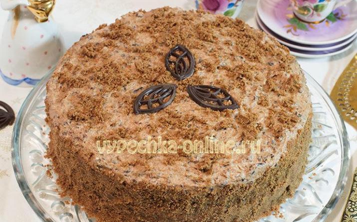 Бисквитный торт с черносливом и грецкими орехами Очень вкусный торт с черносливом